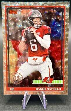 Baker Mayfield 2026 Topps Flagship 1991 Topps 35th Anniversary Cracked Foil Card